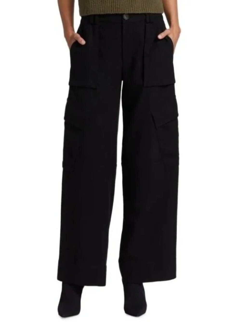 VINCE Women's Size 6 Flannel Wide Leg Raver Cargo Pants Sea Onyx NEW